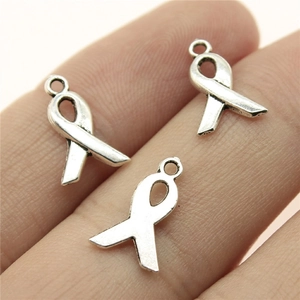 Antique Silver Awareness Ribbon Charms Alloy Vintage DIY Jewelry Making Pendants