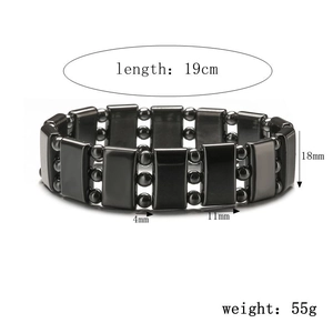 Détails du bracelet en hématite magnétique avec maillons rectangulaires et perles