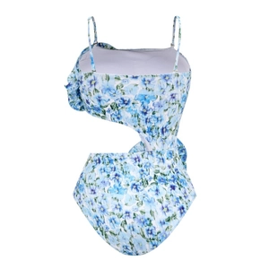 Women's floral monokini with side cut-outs and 3D flower detail for summer beach vacations