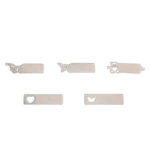 Mirror polished stainless steel hollow pendants featuring butterfly heart and bear shapes