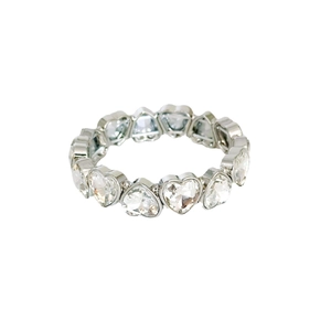 Elegant silver heart-shaped crystal eternity ring featuring sparkling rhinestones