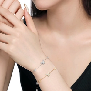 Elegant S925 silver butterfly bracelet with micro-pave cubic zirconia for women