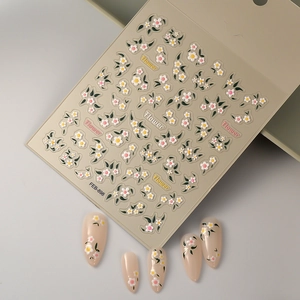 3D Relief Nagelsticker mit Frangipani-Blumen Design für DIY Maniküre Kunst FEB-898