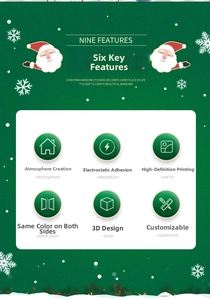 Detail of Christmas wreath static window sticker features with 3D effect and double-sided color