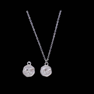 S925 silver star necklace featuring a vintage round pendant with a running rabbit relief