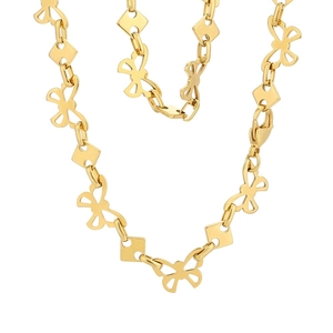 Chic titanium steel necklace with gold butterfly and geometric links for women