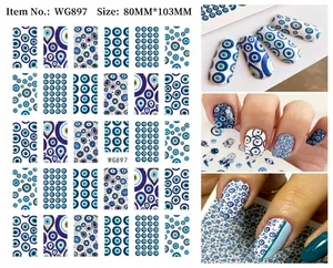Detail view of Evil Eye nail art stickers WG897 with product dimensions 80mm x 103mm