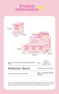 Detailed dimensions of the Nine-Tailed Fox blind box packaging and display case