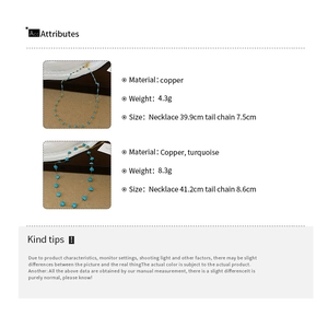 Detailed spec sheet for bohemian beaded necklaces with sizes, weights and materials