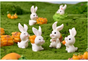 Cute resin rabbit micro landscape miniature figures carrot garden home decor accessories