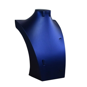 Blue mannequin bust stand for jewelry necklaces with side hooks for earring display
