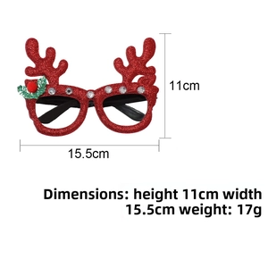 Detail of red antler Christmas glasses frame with size 11x15.5cm and 17g weight