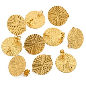 Supports De Boucles D Oreilles Ronds En Acier Inoxydable Embossés Avec Fermoirs Pour Création De Bijoux