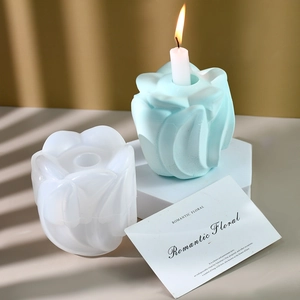 Irregular petal-shaped silicone mold and blue flower candle holder for resin or gypsum
