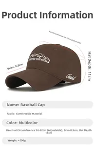 Spécifications de taille pour casquette de baseball en coton marron avec broderie