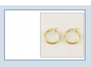 Detailed dimensions of 23.7mm 18K gold plated stainless steel hoop earrings