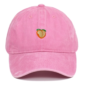 Baseball Cap Mit Pfirsich-Stickerei Gewaschene Baumwolle Vintage Dad Hat Verstellbarer Sonnenschutz Unisex Freizeit Hut