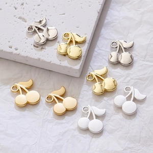 Minimalist cherry pendants in gold and silver finish for DIY jewelry making