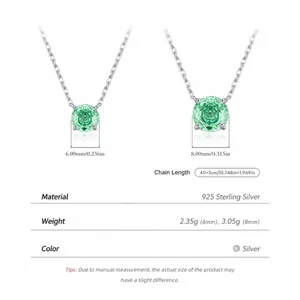 S925 sterling silver necklace featuring round paraiba color stone in 6mm and 8mm sizes