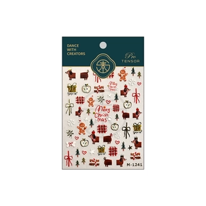 Christmas nail art stickers with gingerbread men, golden dachshunds and festive motifs