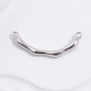 S925 Sterlingsilber gebogenes Rohr mit zwei Ringen für die DIY-Schmuckherstellung