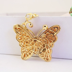 Exquisite golden hollow butterfly keychain with colorful crystals for bags and car keys
