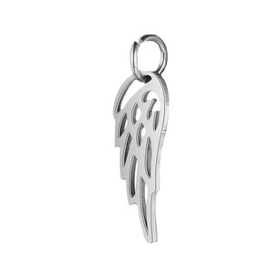 Pendentif ailes en acier inoxydable poli avec anneau pour création de bijoux
