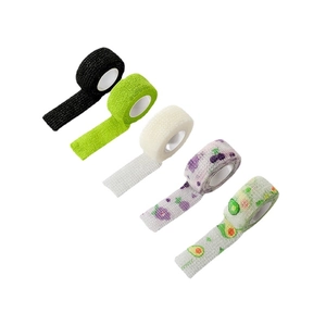 Five rolls of breathable elastic self-adhesive bandages for pets with fruit patterns