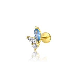 Detailed macro view of S925 hallmark on gold plated sterling silver stud earring