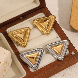 Geometric Triangle Stud Earrings 18K Gold Plated Stainless Steel Polished Hypoallergenic Fashion Minimalist For Women