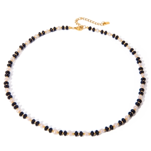 Beaded Necklace Stainless Steel 18K Gold Plated Trendy Geometric Hollow Abacus Beads Imitation Artificial Pearl Jewelry For Women