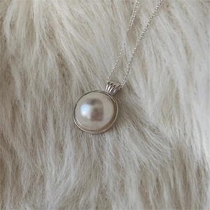 925 Sterling Silver Artificial Pearl Pendant Necklace Minimalist Elegant Clavicle Chain Jewelry For Women Daily Accessory