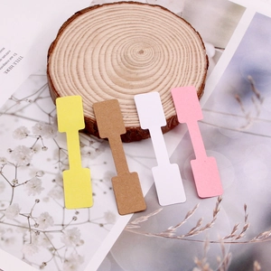 Set of T-shape jewelry price tags in yellow brown white and pink kraft paper