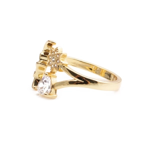 18K gold plated moon ring with shimmering micro-pave white cubic zirconia stones