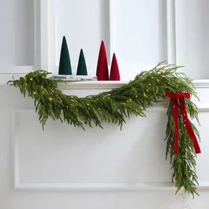 Artificial Christmas Garland Wreath Realistic Soft PE Pine Needle Dense Greenery For Holiday Home Fireplace Mantel Wall Decor