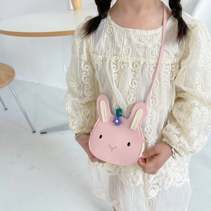 Cute Cartoon Rabbit Kids Mini Crossbody Bag PU Leather Coin Purse For Toddler Girls Boys Adjustable Shoulder Strap Kawaii