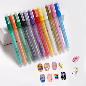 12 colors acrylic nail art markers for DIY manicure design with vibrant water-based ink
