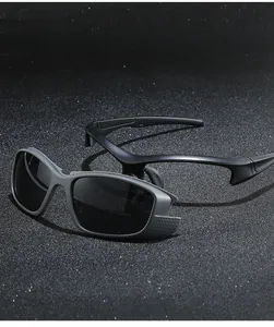 Close-up of detachable sports sunglasses with matte black frame and anti-slip detail
