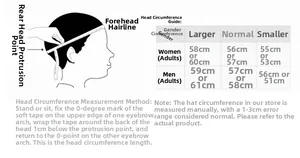 Size guide for knit beanies showing head circumference measurement for men and women