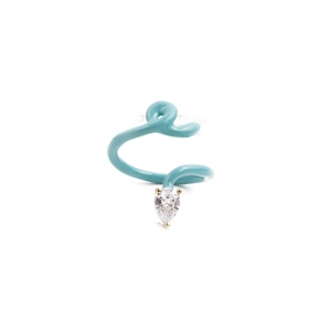 Spiral Open Ring Copper Enamel Pear Cut Zircon Adjustable Drip Oil Modern Artistic Jewelry For Women