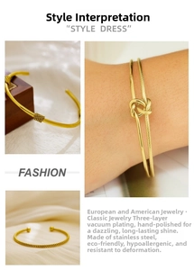 Close-up of 18k gold plated stainless steel knot bracelet with detailed vacuum plating texture