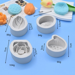 Lotus and tulip silicone mold set for cake decorating with detailed size and weight specs
