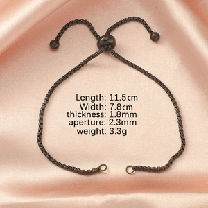 Detailed view of adjustable black bolo bracelet dimensions 11.5cm length and 1.8mm thickness