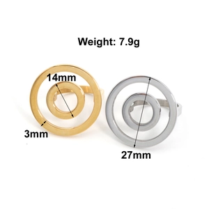 Detailed size specifications for gold and silver titanium steel rings weighing 7.9g
