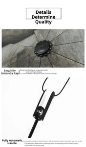 Detail of automatic matte handle and leak-proof cap of the funny middle finger umbrella