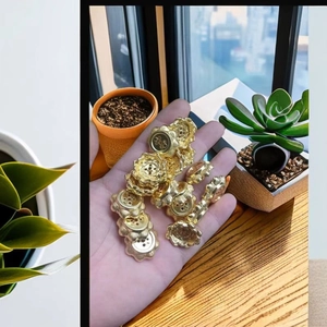 Mini soporte de incienso de latón dorado con diseño vintage de flor de loto hueca