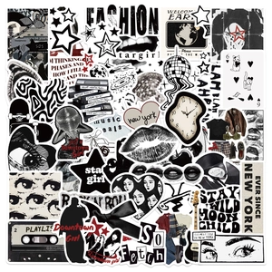 Stickers PVC Waterproof For Laptop Luggage Guitar DIY Scrapbooking Retro Punk Graffiti Black And White Decorative