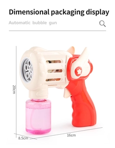 Dimensioni dettagliate della pistola sparabolle: altezza 20cm e lunghezza 16cm