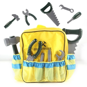 12-piece children firefighter tool set with yellow heavy work backpack for role play