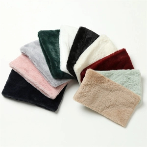 Detailed palette of soft faux rabbit fur neck warmers in multiple solid colors
